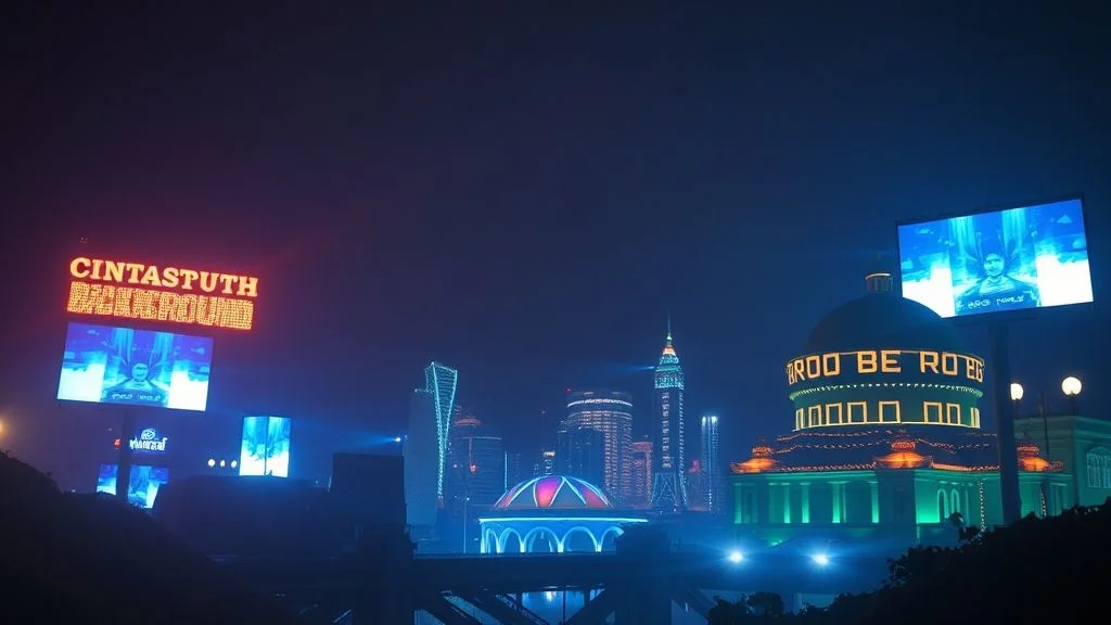 A sprawling, ultra-detailed cyberpunk metropolis at night, viewed from a high aerial perspective. Towering skyscrapers with neon-glowing advertisements and holographic projections. Flying vehicles trace light trails, and rain-slicked streets reflect the intense urban glow. Futuristic, awe-inspiring, and enigmatic.